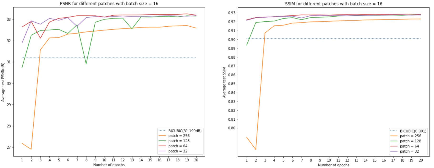 training process for different batch size